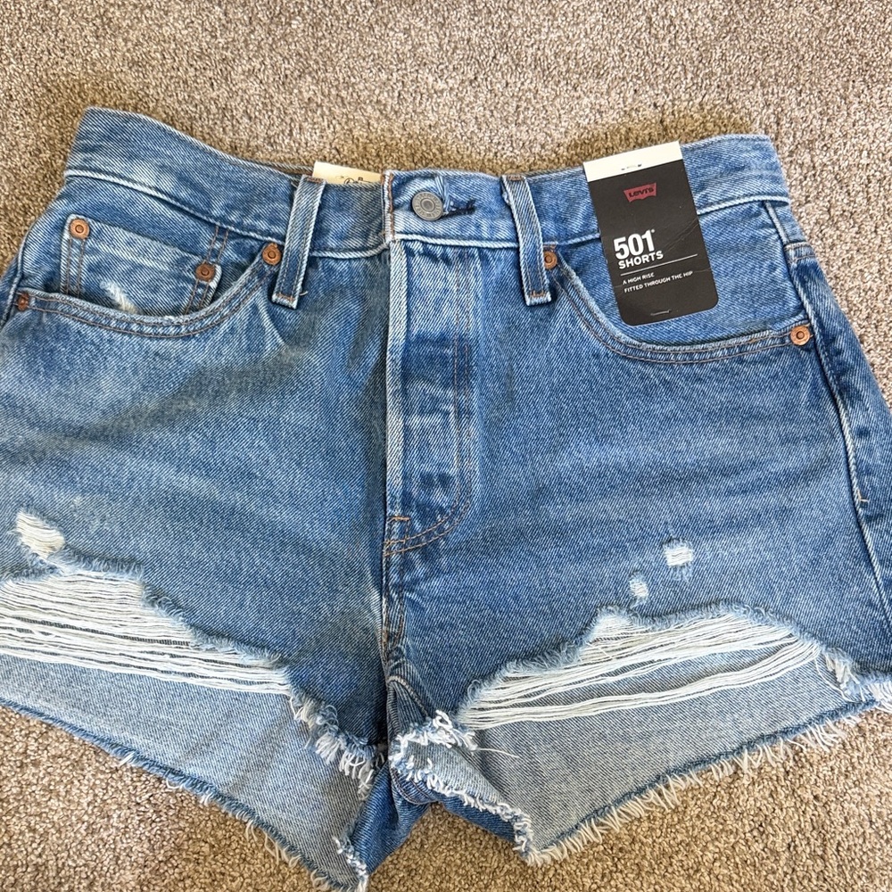 Levi's 501 Cutoff Distressed Light Blue Jean Shorts